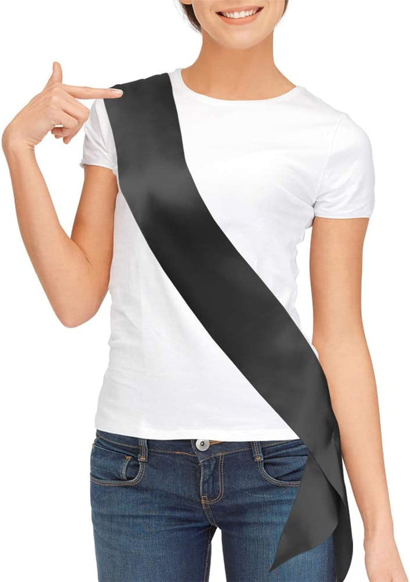 Blank Satin Sash, Plain Sash, Party Decorations, Make Your Own Sash (Pink) Apparel & Accessories > Clothing Accessories > Sashes TREORSI Black  