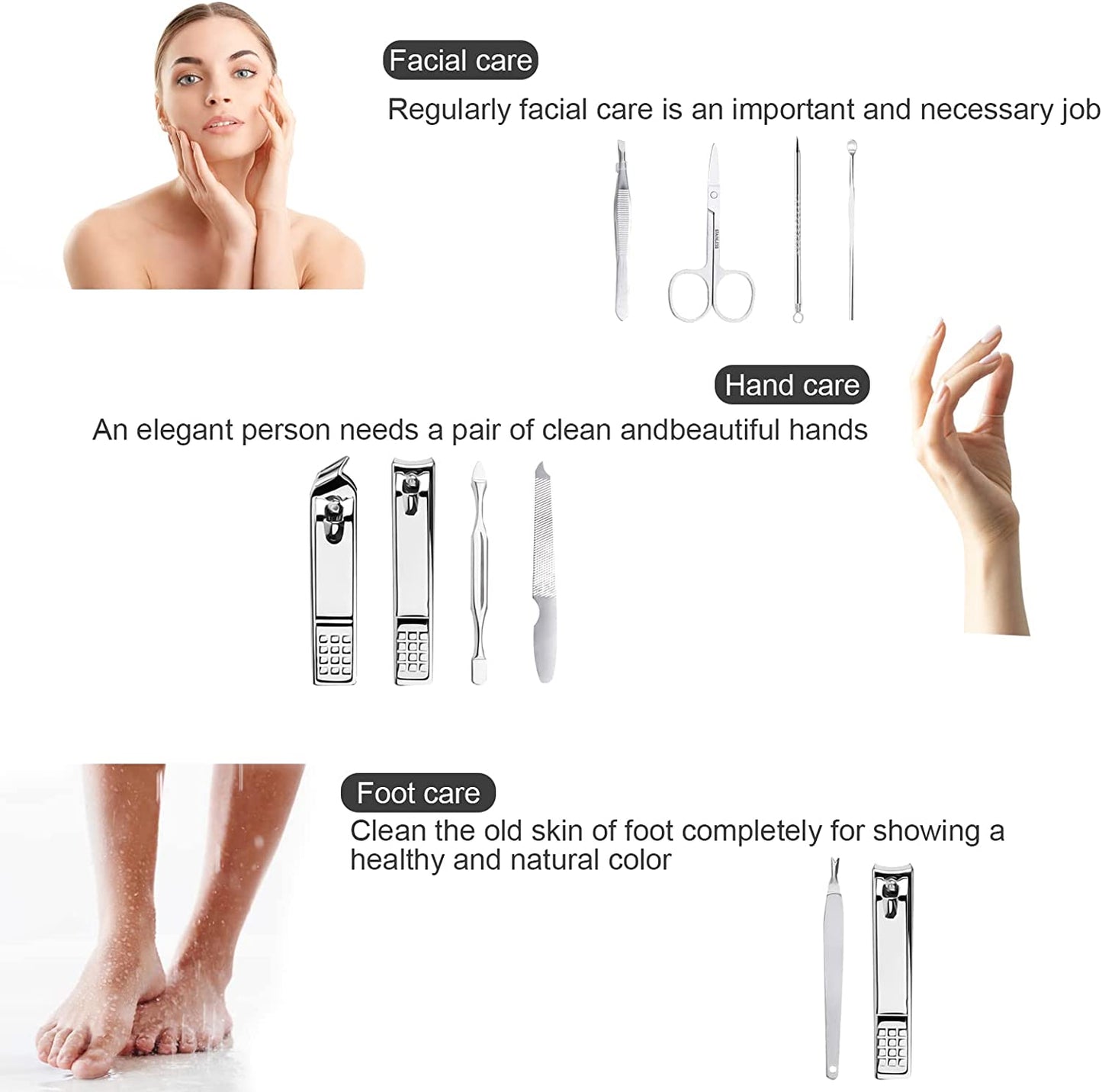 Manicure Set Nail Clipper Kit, 9 Pieces Portable Travel Nail Kit Nail Grooming Kit with Black Leather Bag Suitable for Home Outdoor Travel Gift Giving Beauty Salon Health & Beauty > Personal Care > Foot Care Tufusiur   