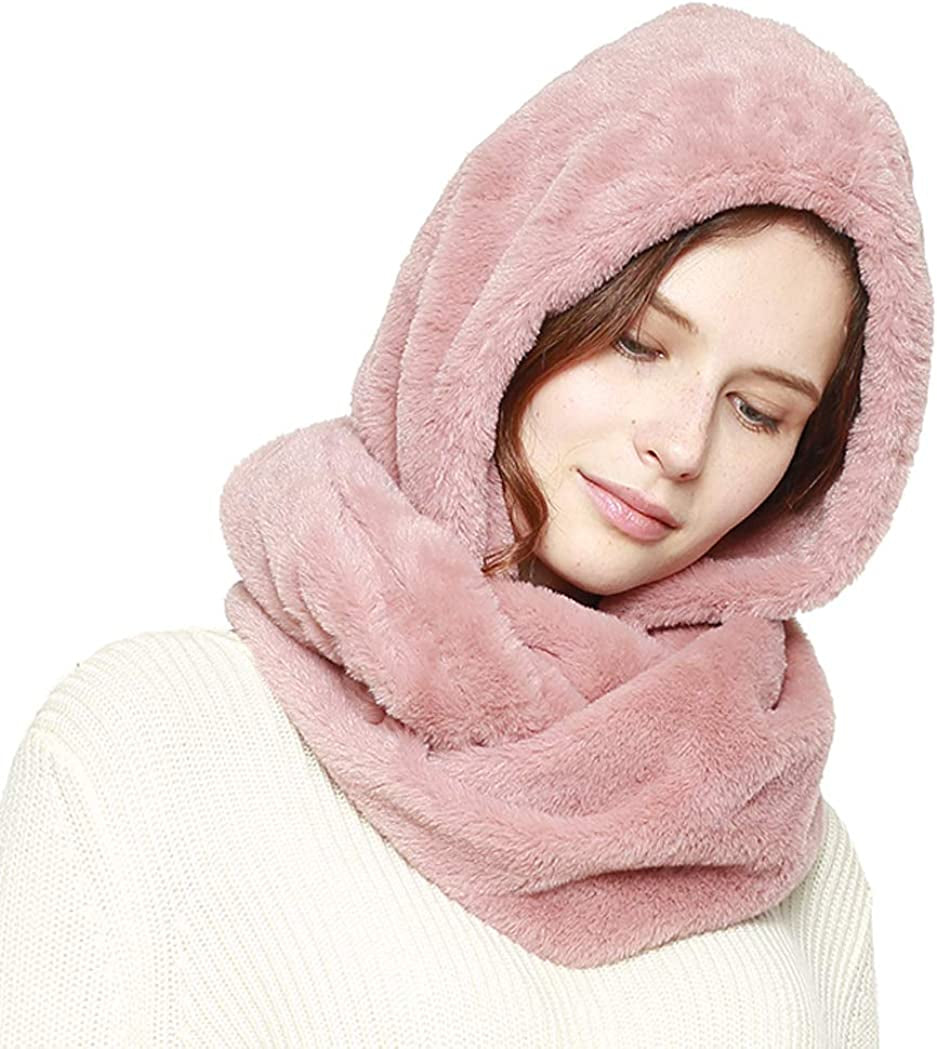 Fashion 21 Women'S Soft Faux Fur Infinity Scarf & Infinity Hood Scarf Head Scarf Wrap (2 Styles) Apparel & Accessories > Clothing Accessories > Scarves & Shawls Fashion 21 Hooded - Indi Pink  