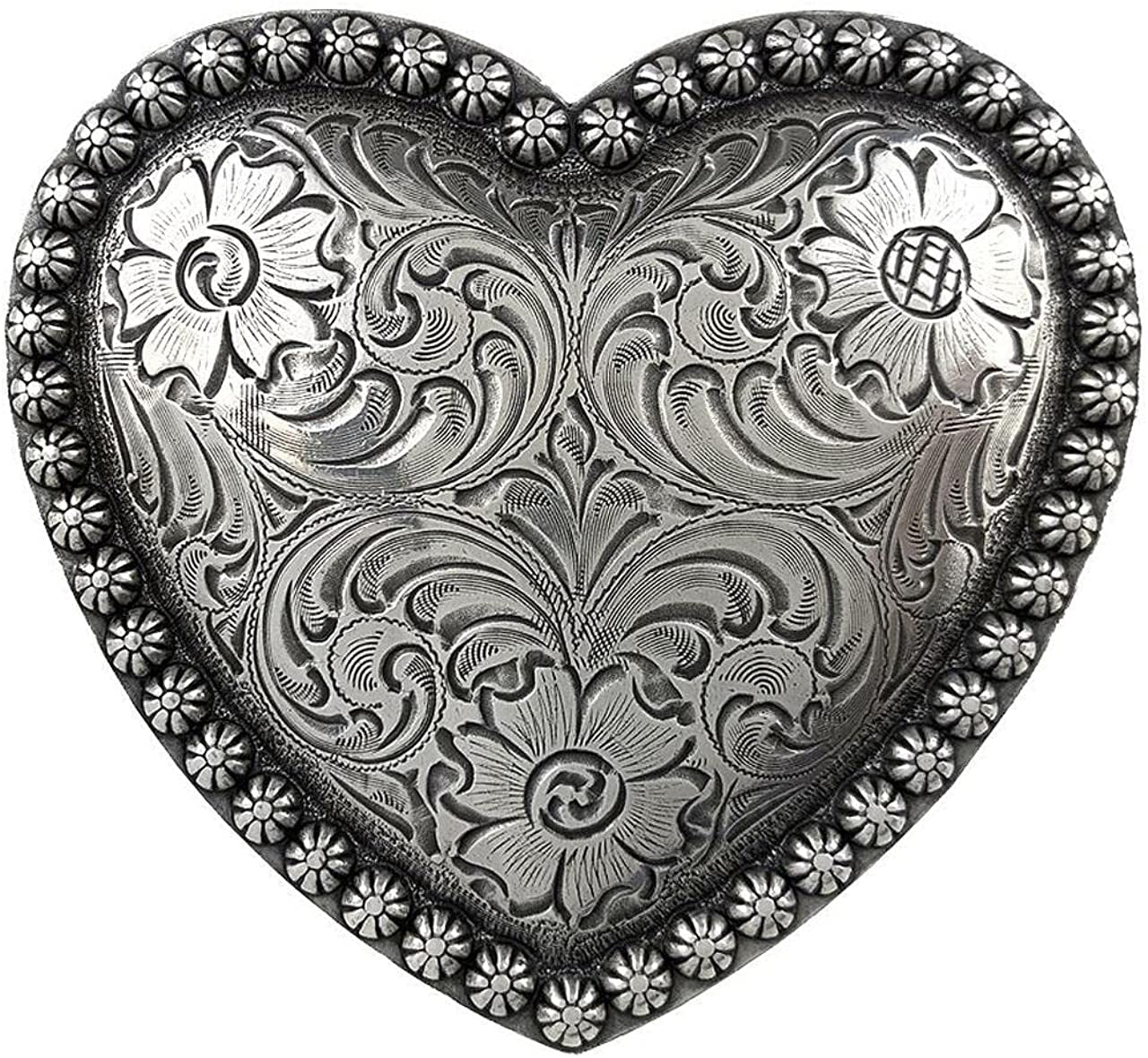 Rose Heart Flower Rhinestone Replacement Belt Buckle Fits 1-1/2"(38Mm) Belt Strap-Multi-Style Options Apparel & Accessories > Clothing Accessories > Belt Buckles Belts.com Type Buckle M - Ha0478 Antique Silver 1-1/2" 