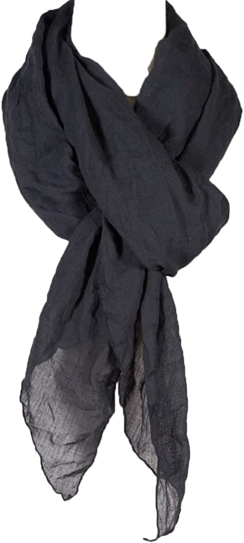 Cotton Solid Color Wrinkle Linen Scarf, Fashion Scarf, Multi Color, Beach Scarf Apparel & Accessories > Clothing Accessories > Scarves & Shawls Aleena Black One Size 