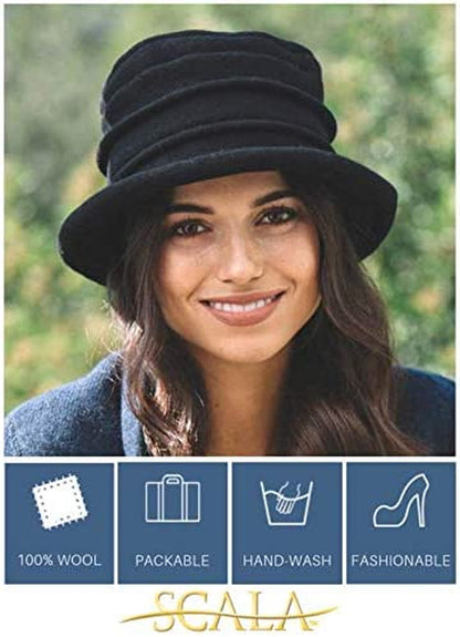 Scala Women'S Packable Boiled Wool Cloche Apparel & Accessories > Clothing Accessories > Headwear Scala Women's Accessories   