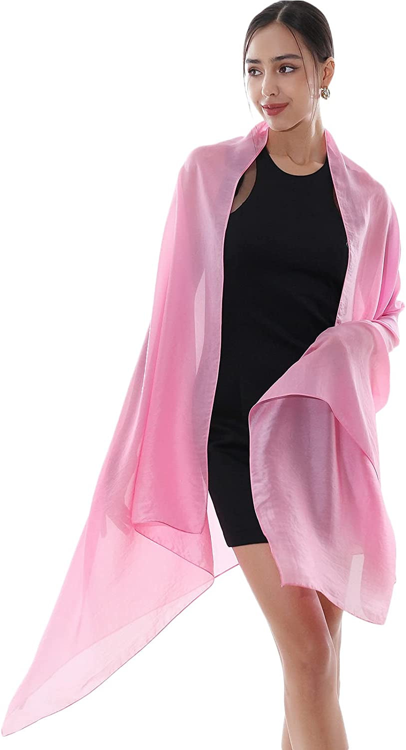 RIIQIICHY Pashmina Shawls Wraps for Women Evening Dresses like Chiffon Silk Scarf for Weddings Apparel & Accessories > Clothing Accessories > Scarves & Shawls RIIQIICHY Pink-3  