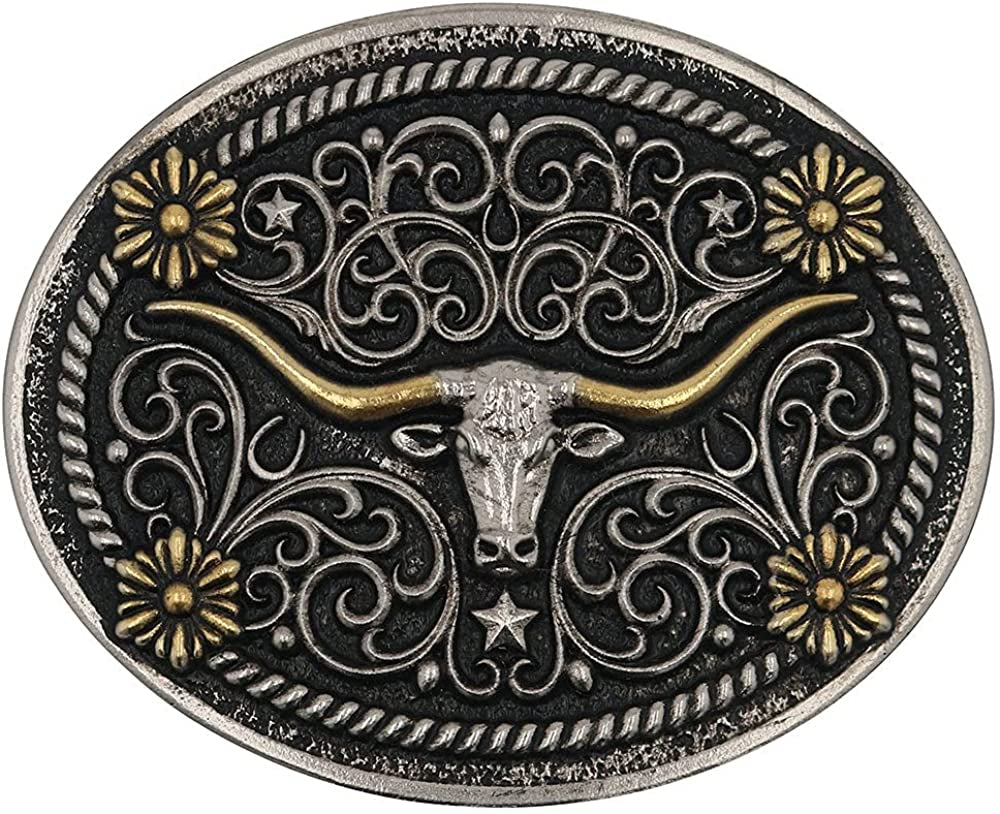 Montana Silversmiths Longhorn Collection Western Attitude Belt Buckle Apparel & Accessories > Clothing Accessories > Belt Buckles Montana Silversmiths Wildflower Longhorn  