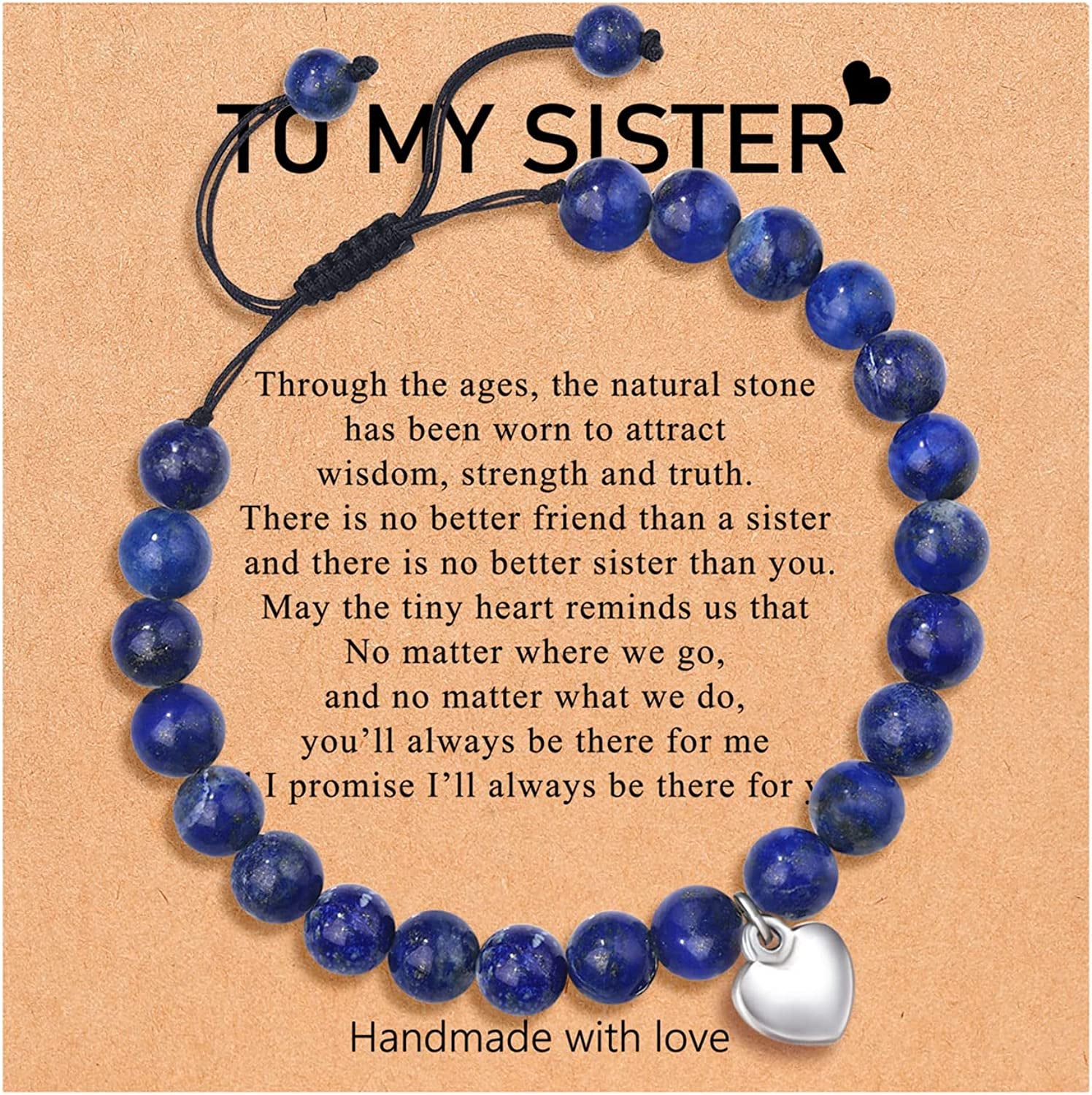 UNGENT THEM Sister/Sister in Law/Unbiological Sister/Big Sister/Best Friend/Friendship Bracelets for Women Birthday Christmas Valentine'S Day Gifts Apparel & Accessories > Jewelry > Bracelets UNGENT THEM Sister-Navy blue(adjustable)  