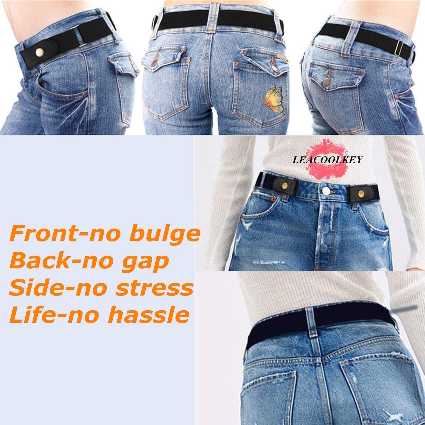 No Buckle Stretch Belt for Women Men Buckle-Free Adjustable Belt for Jeans Apparel & Accessories > Clothing Accessories > Belts LEACOOLKEY   