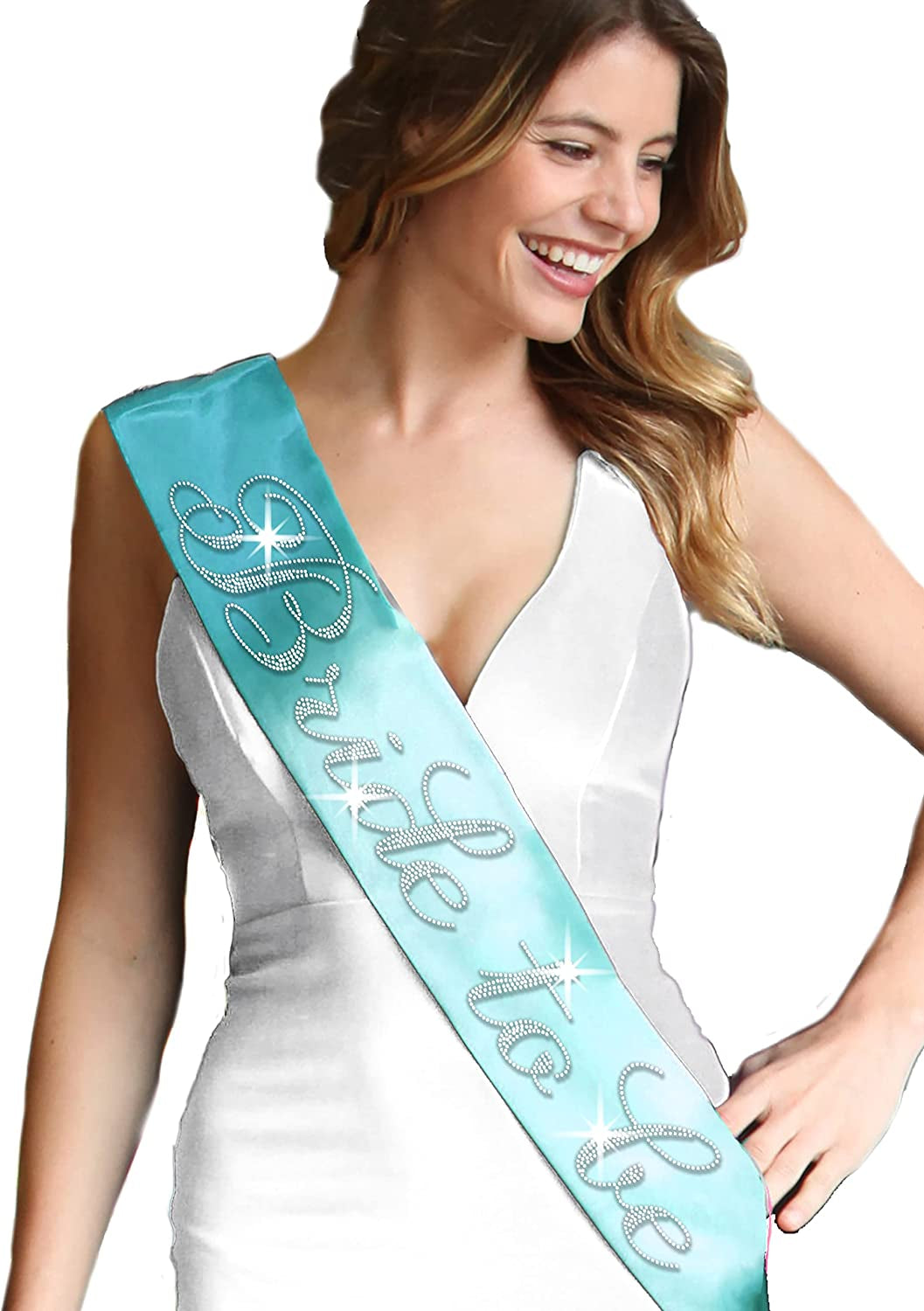 Blue Flirty Bride to Be Sash - Premium BRIDAL GRADE SATIN & Real CRYSTAL Rhinestone Bride to Be Satin Sash - Bachelorette Accessory Bride Gift - Classic Royal Blue Sash(Flrty B2B) Apparel & Accessories > Clothing Accessories > Sashes RhinestoneSash A: Light Aqua Blue (Bride to Be) One Size Fits Most 