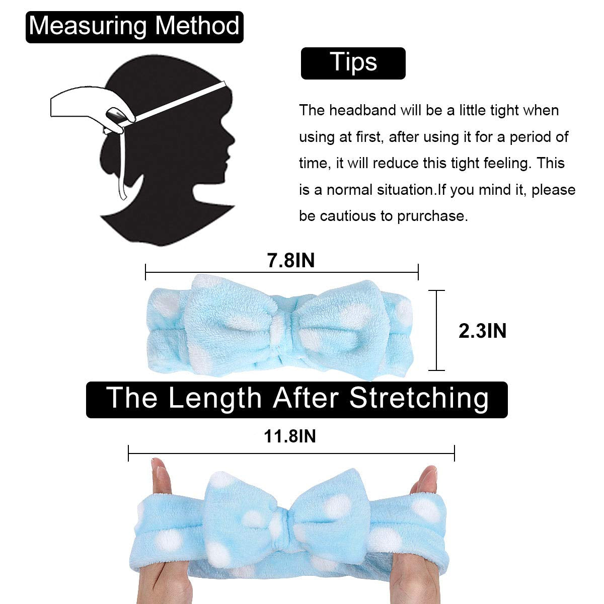 Spa Headband – 6 Pack Bow Hair Band Women Facial Makeup Head Band Soft Coral Fleece Head Wraps for Shower Washing Face Apparel & Accessories > Clothing Accessories > Bandanas & Headties LADES   