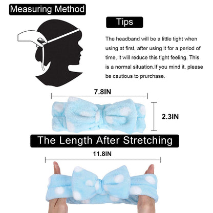 Spa Headband – 6 Pack Bow Hair Band Women Facial Makeup Head Band Soft Coral Fleece Head Wraps for Shower Washing Face Apparel & Accessories > Clothing Accessories > Bandanas & Headties LADES   
