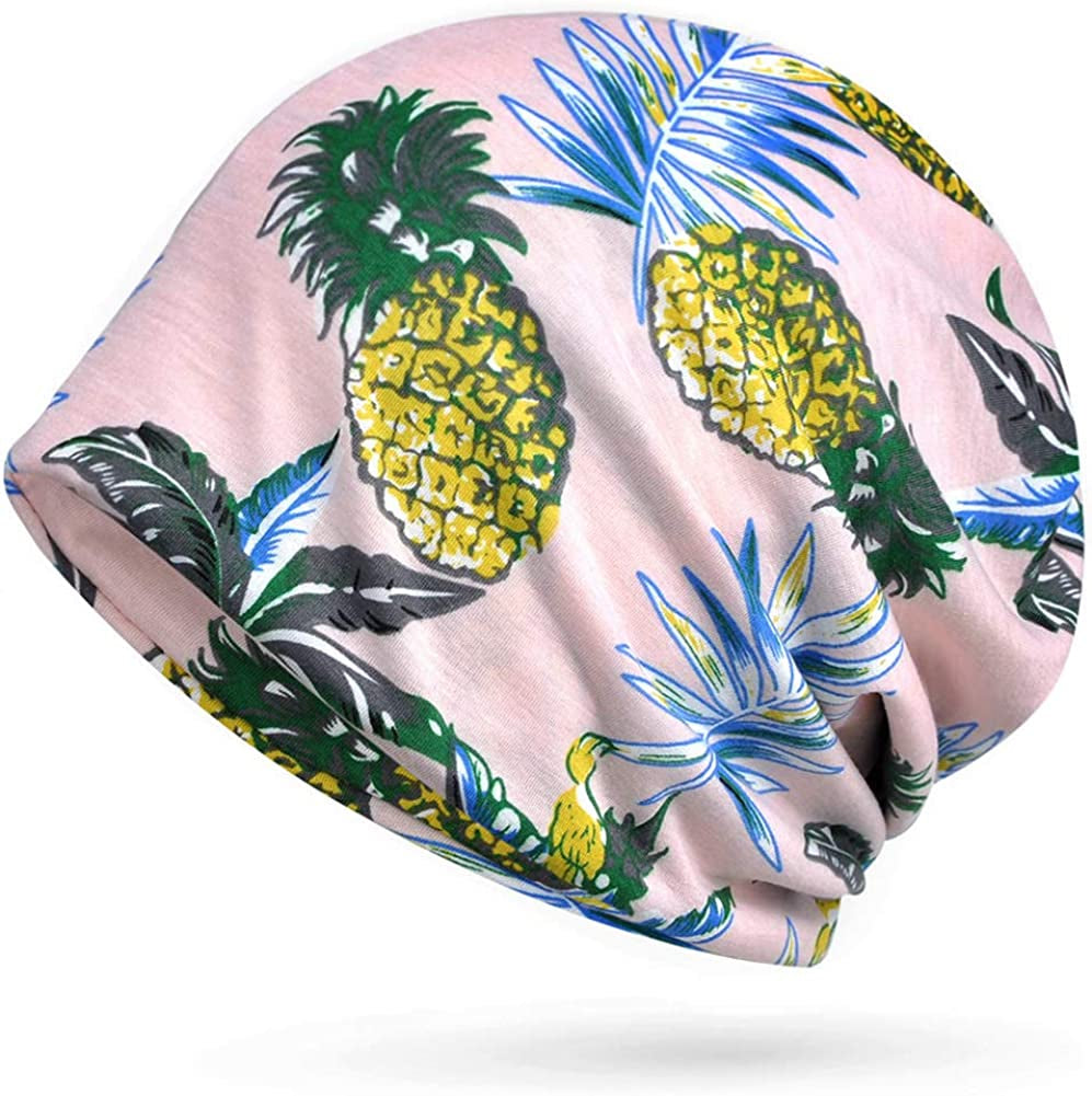 Glamorstar Floral Lace Beanie Hat Chemo Cap Stretch Slouchy Turban Headwear Apparel & Accessories > Clothing Accessories > Headwear Glamorstar Pineapple Pink One Size 