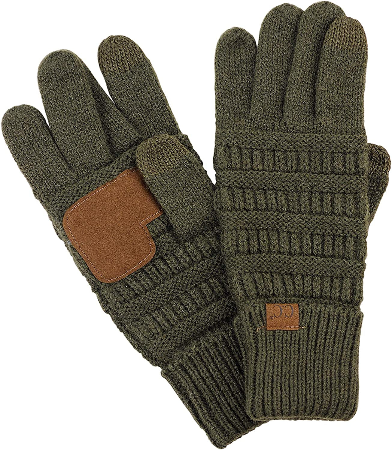 C.C Unisex Cable Knit Inner Lined Anti-Slip Touchscreen Texting Gloves Apparel & Accessories > Clothing Accessories > Gloves & Mittens C.C Dark Olive  