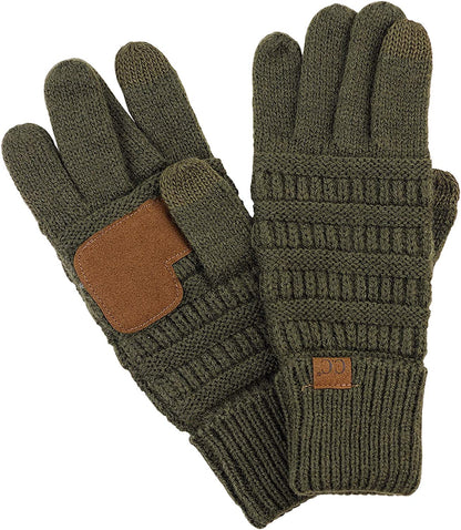 C.C Unisex Cable Knit Inner Lined Anti-Slip Touchscreen Texting Gloves Apparel & Accessories > Clothing Accessories > Gloves & Mittens C.C Dark Olive  