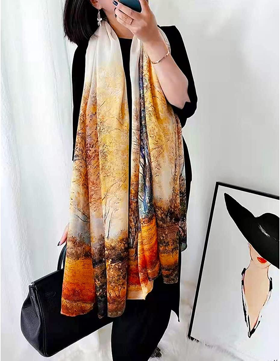 Silk Scarf for Women Fashion Long Satin Lightweight Large Shawl Wrap Printed Sleep 70''X35'' Apparel & Accessories > Clothing Accessories > Scarves & Shawls Wealish   