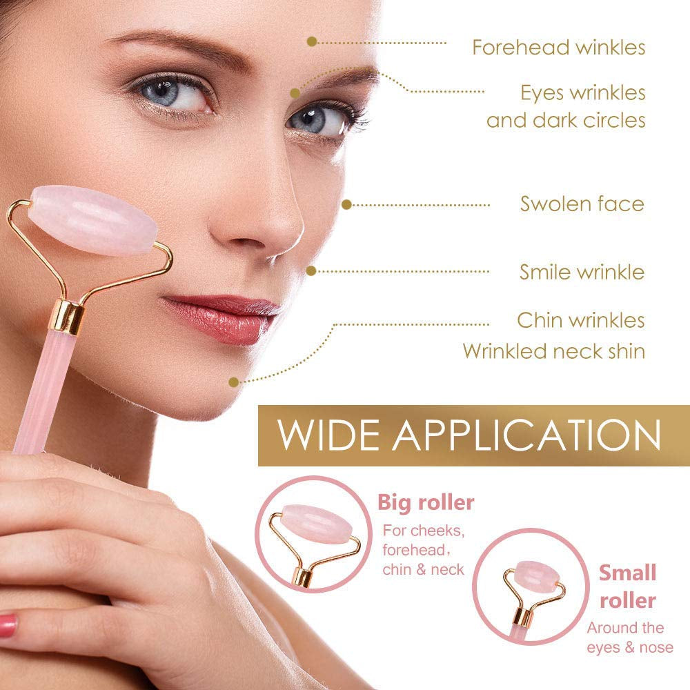 Rose Quartz Jade Roller and Gua Sha Tools Set, Mjartoria Face Roller Skin Care, Facial Roller Beauty Massager, Jade Roller for Face, Eyes, Neck, Relieve Wrinkles Fine Lines Health & Beauty > Personal Care > Cosmetics > Cosmetic Tools > Skin Care Tools MJartoria   