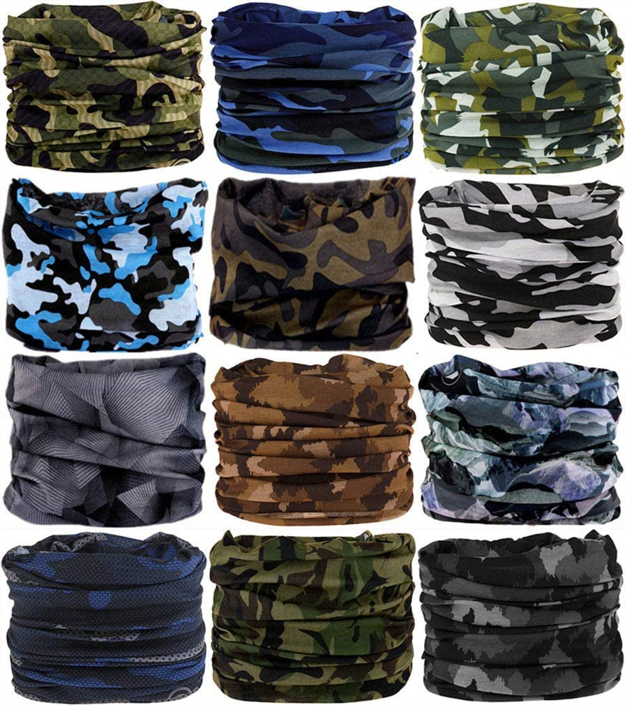 VANCROWN Headband Neck Gaiter Head Wrap Headwear Face Mask Magic Scarf Bandana for Men and Women Apparel & Accessories > Clothing Accessories > Headwear VANCROWN 12PCS.Camouflage 1  