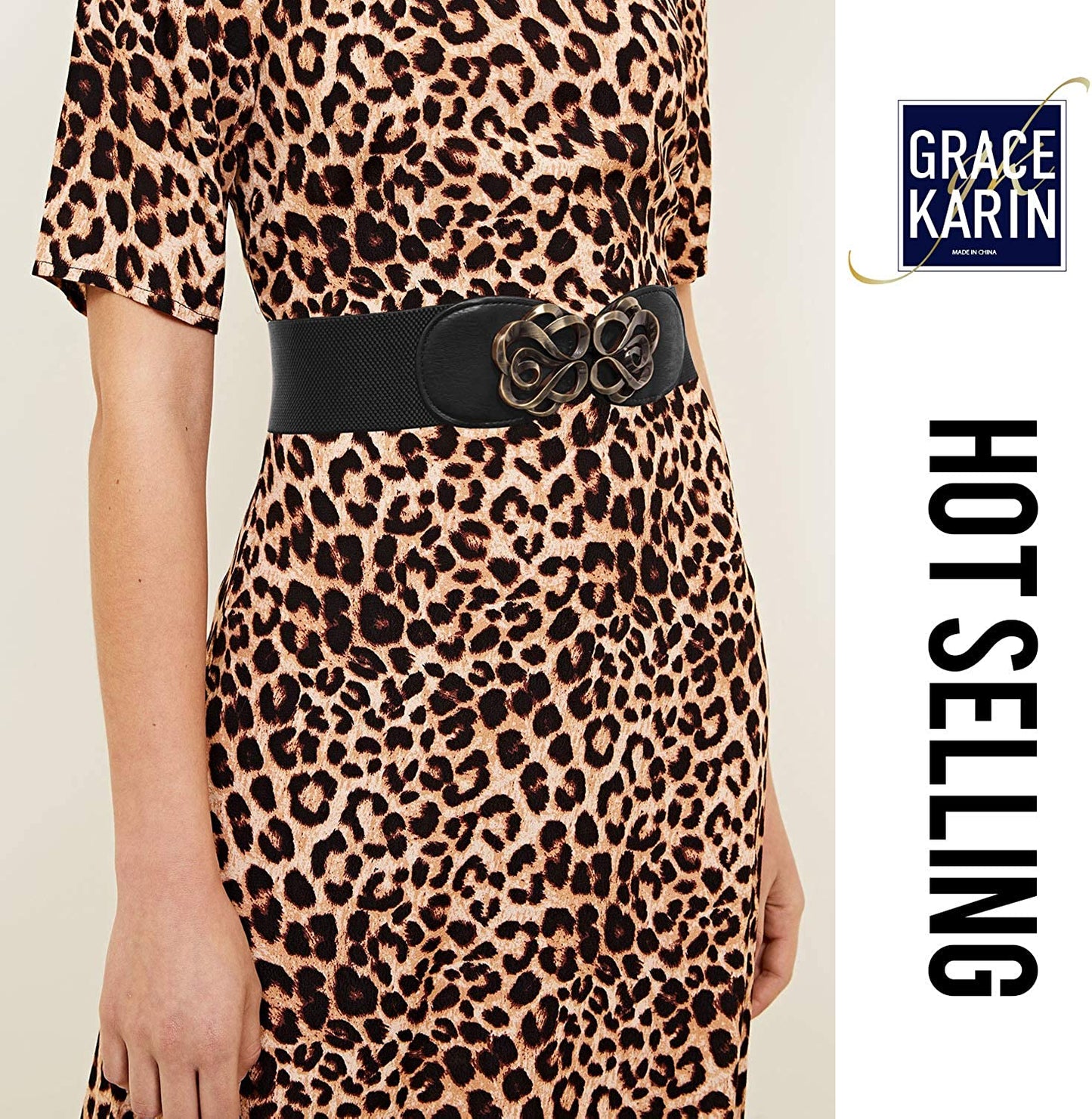Women Stretchy Vintage Dress Belt Elastic Waist Cinch Belt CL413 Apparel & Accessories > Clothing Accessories > Belts GRACE KARIN   