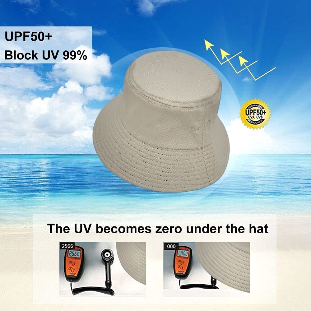 Bucket Hats for Women Men Sun Beach Hat Unisex Washed Cotton Packable Summer Travel Outdoor Fisherman'S Caps UPF 50+ Apparel & Accessories > Clothing Accessories > Hats Fisi   