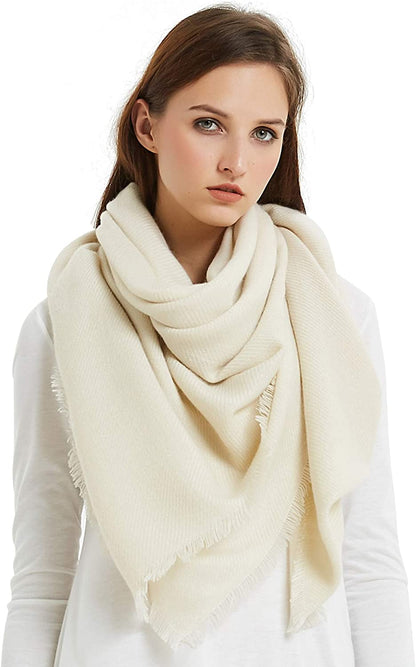 VIVIAN & VINCENT Soft Classic Luxurious Blanket Solid Color Square Scarf Wrap Apparel & Accessories > Clothing Accessories > Scarves & Shawls VIVIAN & VINCENT Beige  