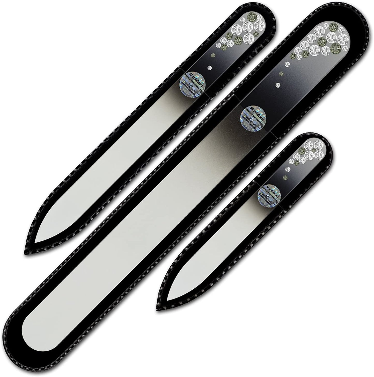 Mont Bleu Set of 3 Glass Nail Files Hand Decorated with Crystals - Handmade Gifts - Czech Tempered Glass - Excellent Nail Filing Tools - the Best Gifts - Crystal Nail File Health & Beauty > Personal Care > Cosmetics > Cosmetic Tools > Nail Tools Mont Bleu Crystal  