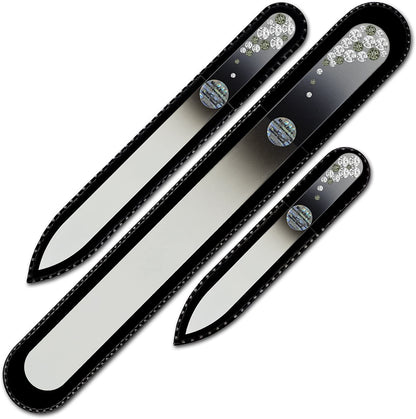 Mont Bleu Set of 3 Glass Nail Files Hand Decorated with Crystals - Handmade Gifts - Czech Tempered Glass - Excellent Nail Filing Tools - the Best Gifts - Crystal Nail File Health & Beauty > Personal Care > Cosmetics > Cosmetic Tools > Nail Tools Mont Bleu Crystal  