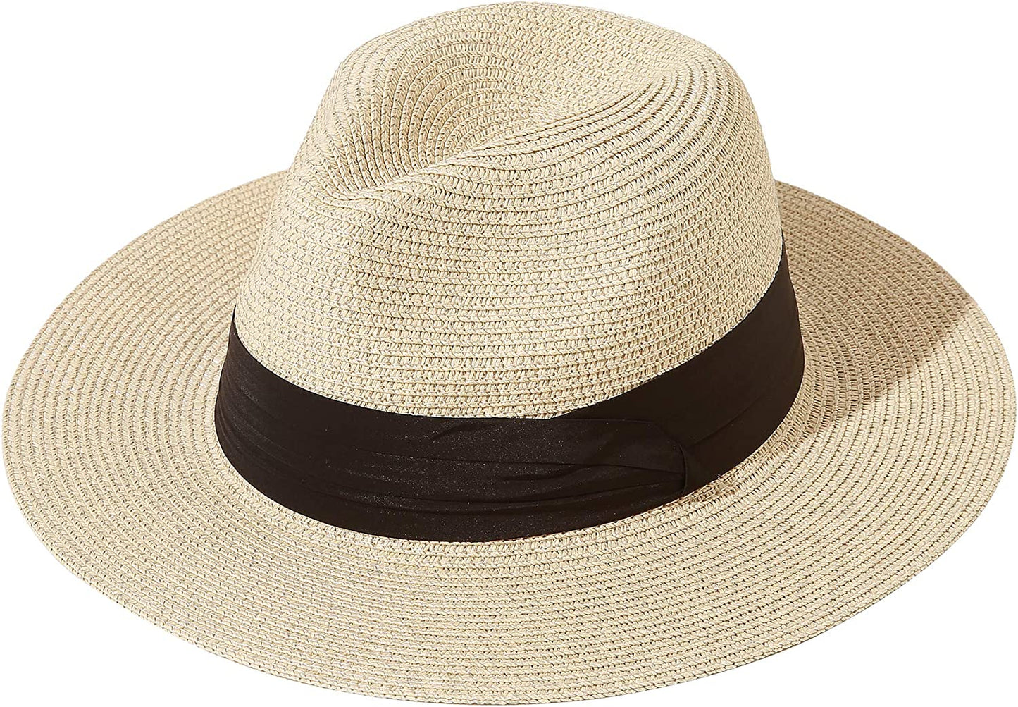 JOYEBUY Womens UPF50 Foldable Summer Straw Hat Wide Brim Fedora Sun Beach Hat Apparel & Accessories > Clothing Accessories > Hats JOYEBUY Khaki  