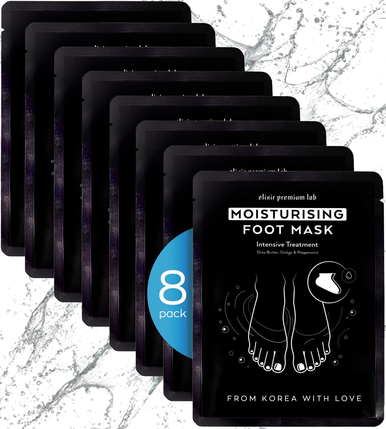 Moisturizing Foot Mask for Dry Cracked Feet & Heels - Korean Foot Care Mask Spa - Ultra Hydrating Socks with Shea Butter - Skin Care Gift for Women & Men Large Size - Soft Feet Treatment by Elixir (4 Pack) Health & Beauty > Personal Care > Foot Care Elixir Premium Lab 1 Pair (Pack of 8)  