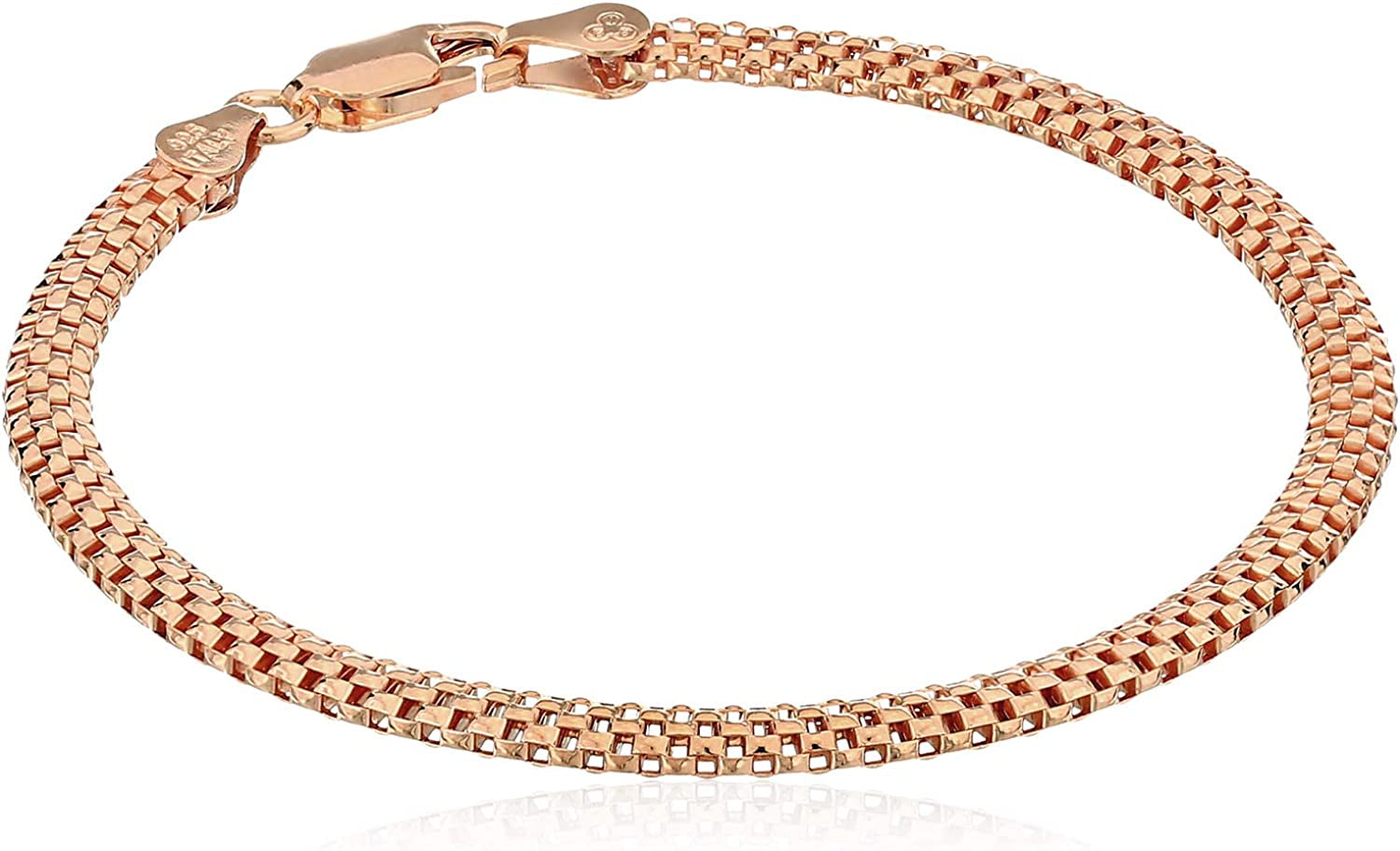 Essentials Plated Sterling Silver Mesh Chain Bracelet Apparel & Accessories > Jewelry > Bracelets KYLIE MAX Rose Gold Plated Sterling Silver 7" 
