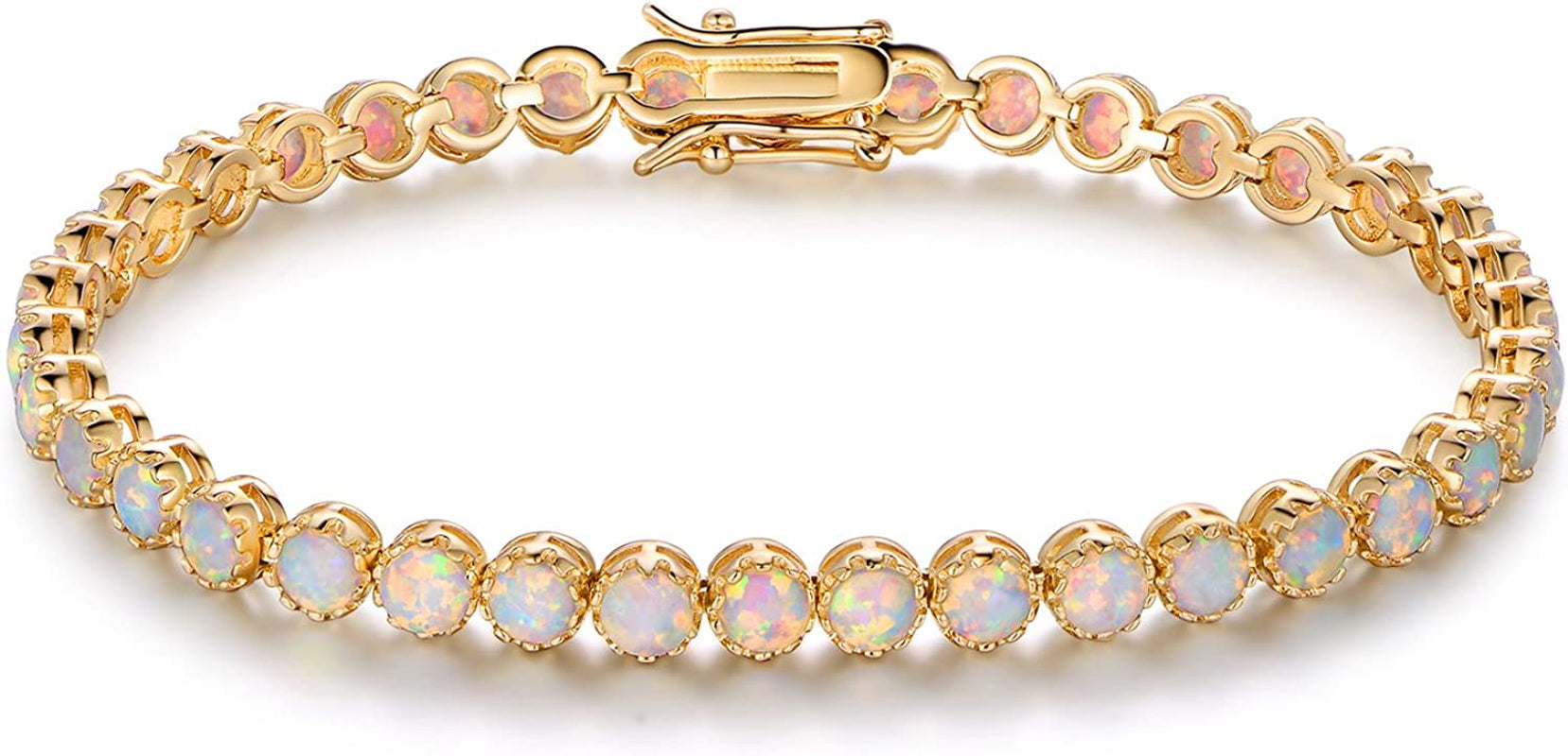 Barzel 18K Gold Plated Crown Created Opal Bracelet Tennis Apparel & Accessories > Jewelry > Bracelets Barzel Gold  