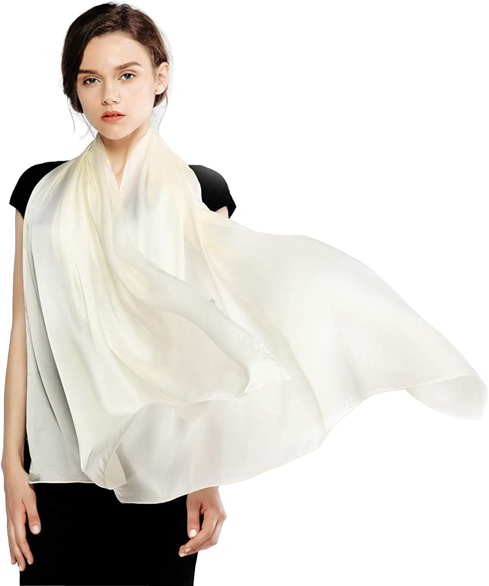 RIIQIICHY Pashmina Shawls Wraps for Women Evening Dresses like Chiffon Silk Scarf for Weddings Apparel & Accessories > Clothing Accessories > Scarves & Shawls RIIQIICHY Ivory  