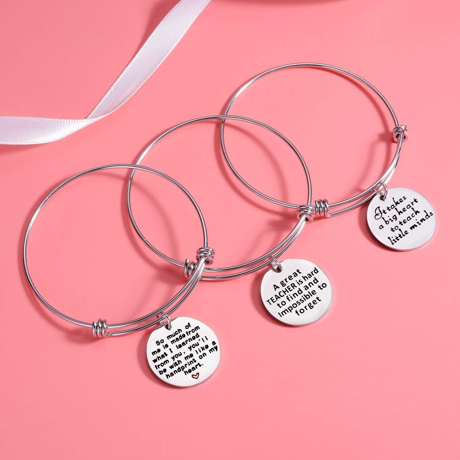 Pack of 3 Teacher Bangles Gifts for Teacher Open School Gifts for Teachers Thank You Bangle Bracelets Apparel & Accessories > Jewelry > Bracelets Nzztont   