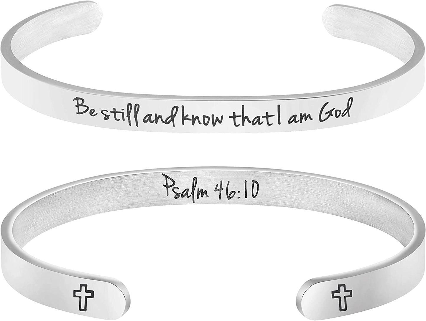 Christian Bracelets for Women Inspirational Gifts Bible Verse Religious Faith Jewelry Cuff Bracelet Mothers Day Christmas Birthday Jewelry for Her Mother Daughter Apparel & Accessories > Jewelry > Bracelets Memgift Psalm 46:10-Be still and know that I am god  