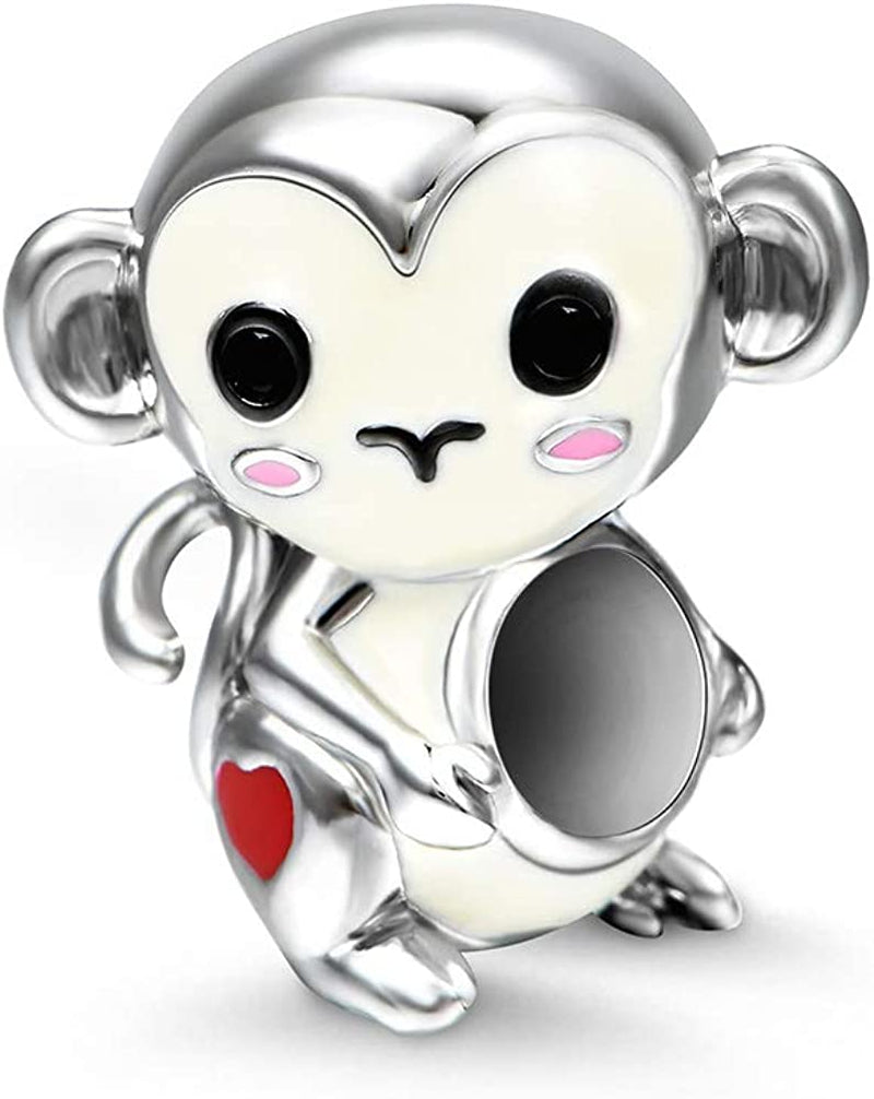 GNOCE Animal Charm Bead Sterling Silver Zodiac Signs Charm Bead Fit Bracelet/Necklace Jewelry Gift for Women Mens Apparel & Accessories > Jewelry > Bracelets GNOCE Monkey  