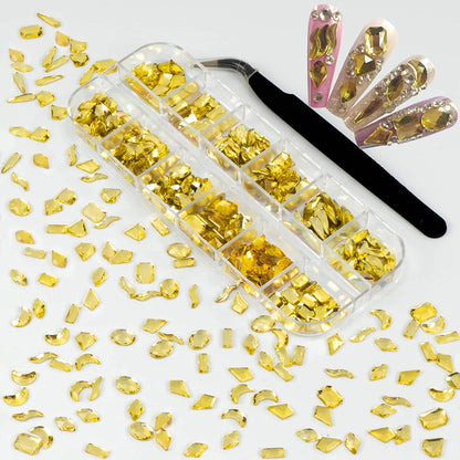 Rhinestones for Nails Kit,3486Pcs round AB Nail Rhinestones 354Pcs 3D Multi Shapes Flatback Nail Crystals Diamonds for Nail Design DIY Nail Salon Manicure Decoration Health & Beauty > Personal Care > Cosmetics > Cosmetic Tools > Nail Tools Ailipu gold-240pcs  