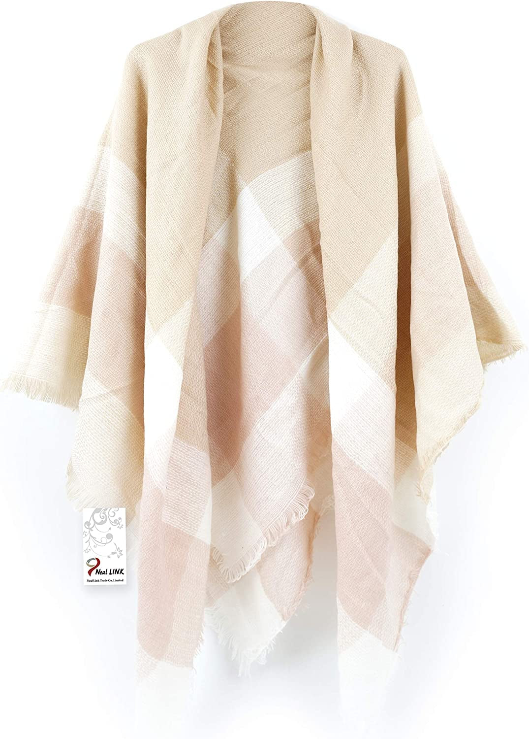 Neal LINK Women'S Plaid Scarf Blanket Wrap Warm Tartan Checked Shawl Tartan Scarves Pashmina Cape Apparel & Accessories > Clothing Accessories > Scarves & Shawls Neal LINK Cream Color White  