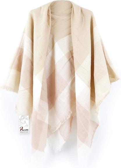 Neal LINK Women'S Plaid Scarf Blanket Wrap Warm Tartan Checked Shawl Tartan Scarves Pashmina Cape Apparel & Accessories > Clothing Accessories > Scarves & Shawls Neal LINK Cream Color White  