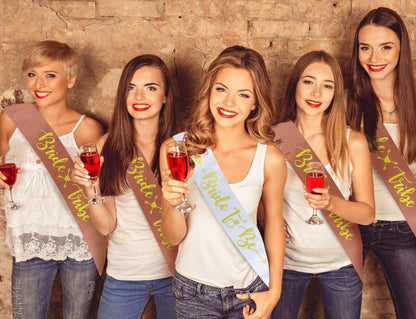Bachelorettesy Bride Tribe Bridesmaids Sashes - 8 Pack Rose Gold Satin Bachelorette Sashes for Bridal Shower, Bachelorette Parties, Wedding Parties, Girls' Night Out & More! Apparel & Accessories > Clothing Accessories > Sashes Bachelorettesy   