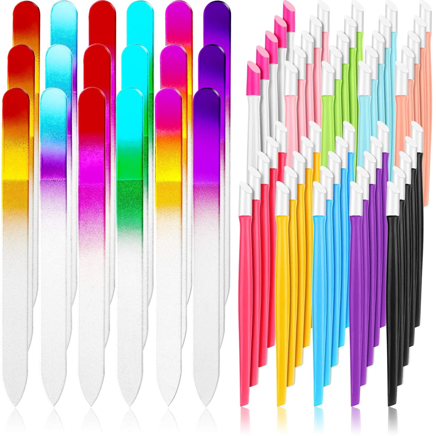 68 Pieces Nail Cuticle Pusher Rubber Tipped Nail Cleaner and Glass Nail Files Gradient Rainbow Color Buffer Double Side Nail Files Manicure Tool for Home Nail Salon Health & Beauty > Personal Care > Cosmetics > Cosmetic Tools > Nail Tools Mudder   