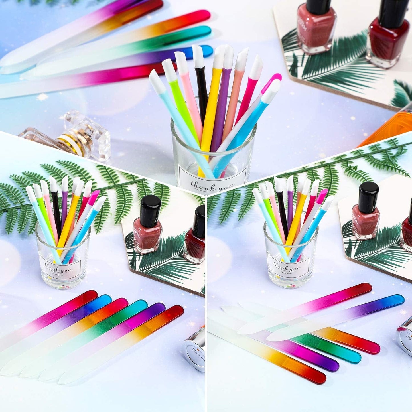 68 Pieces Nail Cuticle Pusher Rubber Tipped Nail Cleaner and Glass Nail Files Gradient Rainbow Color Buffer Double Side Nail Files Manicure Tool for Home Nail Salon Health & Beauty > Personal Care > Cosmetics > Cosmetic Tools > Nail Tools Mudder   