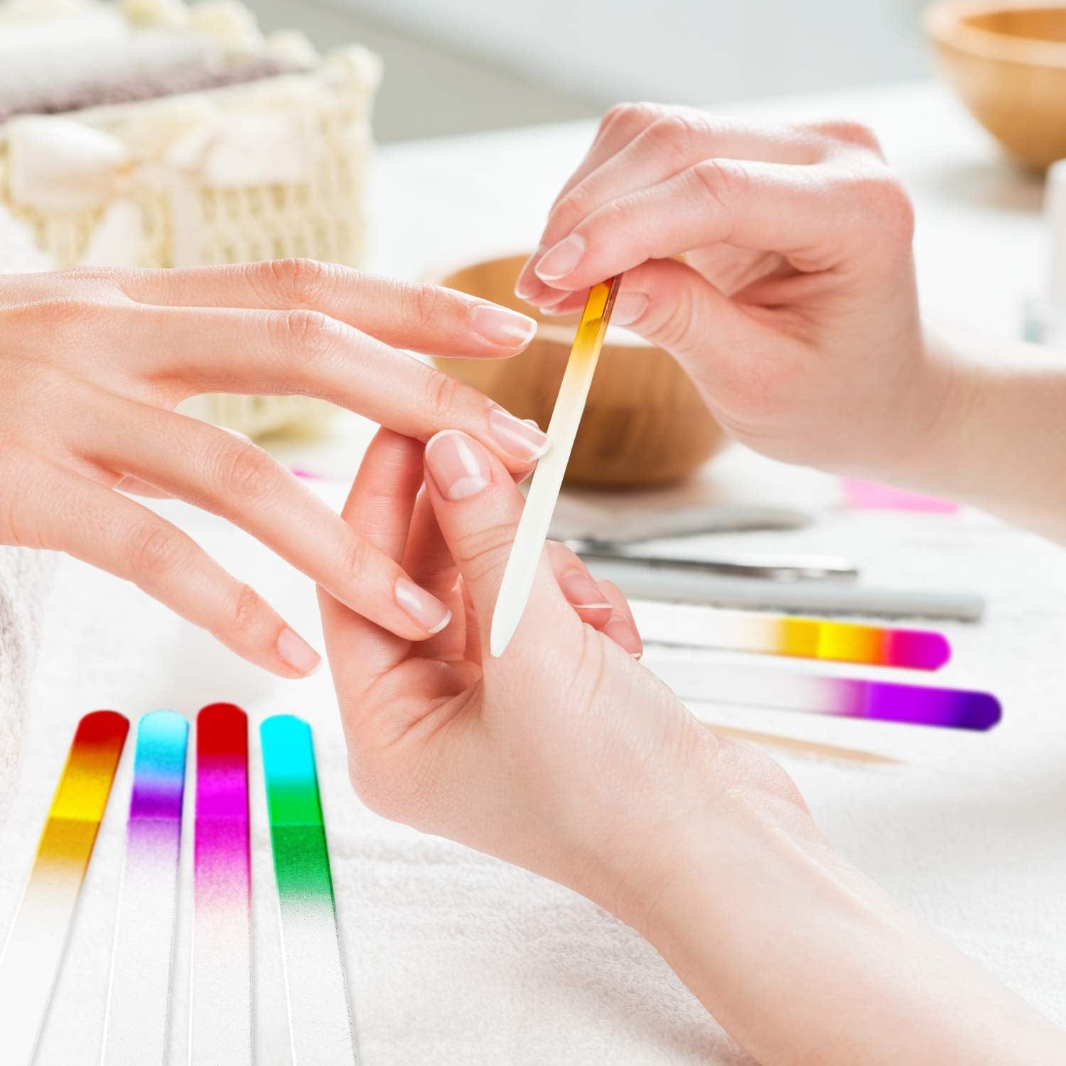 68 Pieces Nail Cuticle Pusher Rubber Tipped Nail Cleaner and Glass Nail Files Gradient Rainbow Color Buffer Double Side Nail Files Manicure Tool for Home Nail Salon Health & Beauty > Personal Care > Cosmetics > Cosmetic Tools > Nail Tools Mudder   