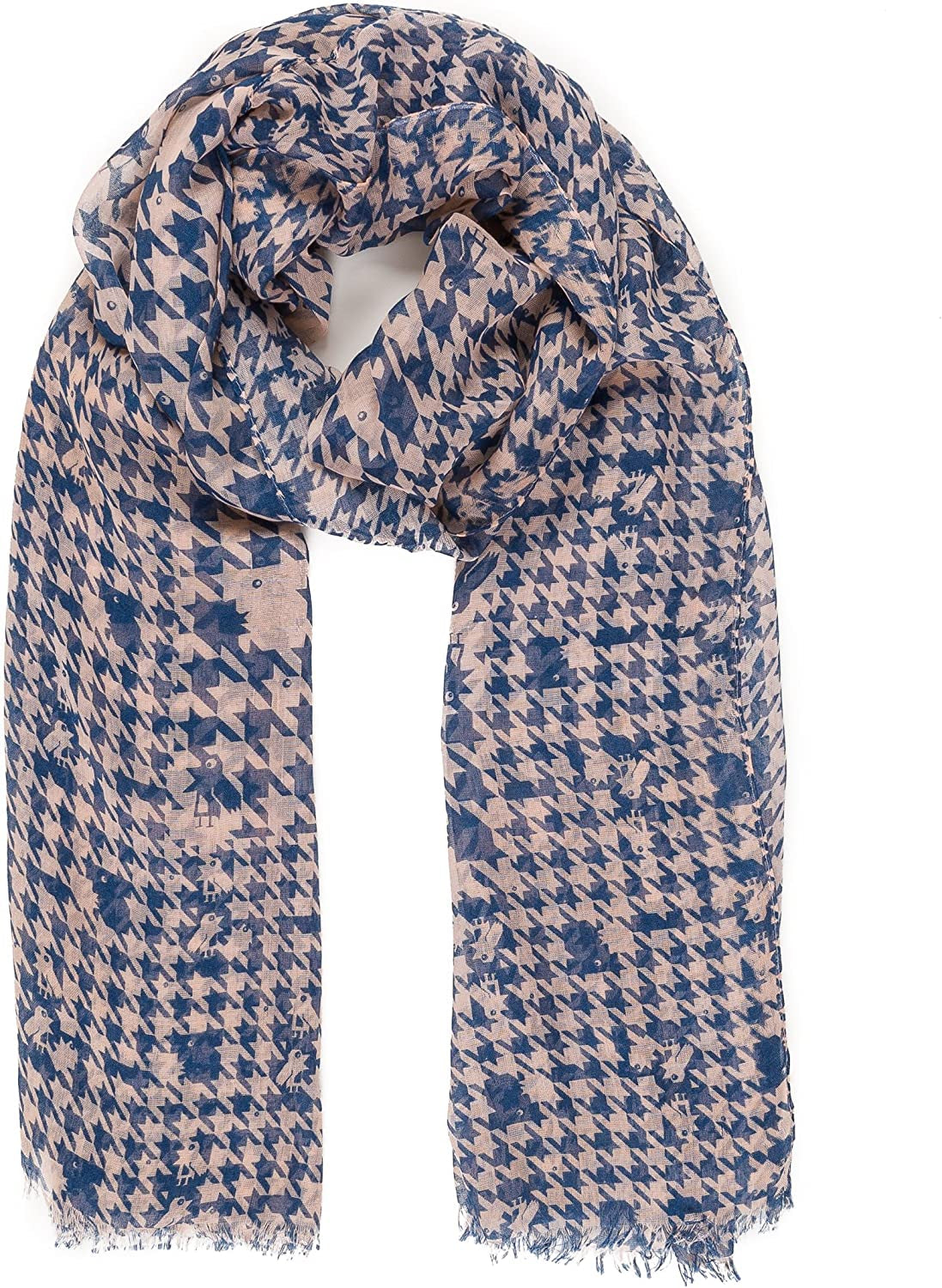 Scarf for Women Lightweight Geometric Fashion Spring Fall Winter Scarves Shawl Wraps Apparel & Accessories > Clothing Accessories > Scarves & Shawls MELIFLUOS DESIGNED IN SPAIN Madrid Collections 20 - Pink Blue Geometric  