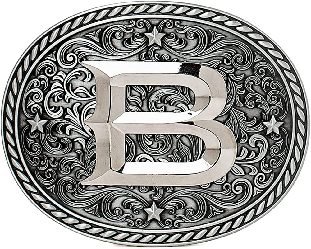 Western Cowboy/Cowgirl Initial Belt Buckle - Large, Letter Buckles for Men and Women Apparel & Accessories > Clothing Accessories > Belt Buckles Itera B  