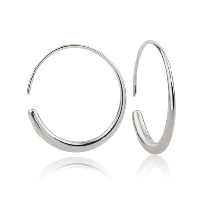 Pull through Earrings Sterling Silver Wire Open Hoops Threader Earrings Apparel & Accessories > Jewelry > Earrings Kakikaki White Gold Colored-Round  