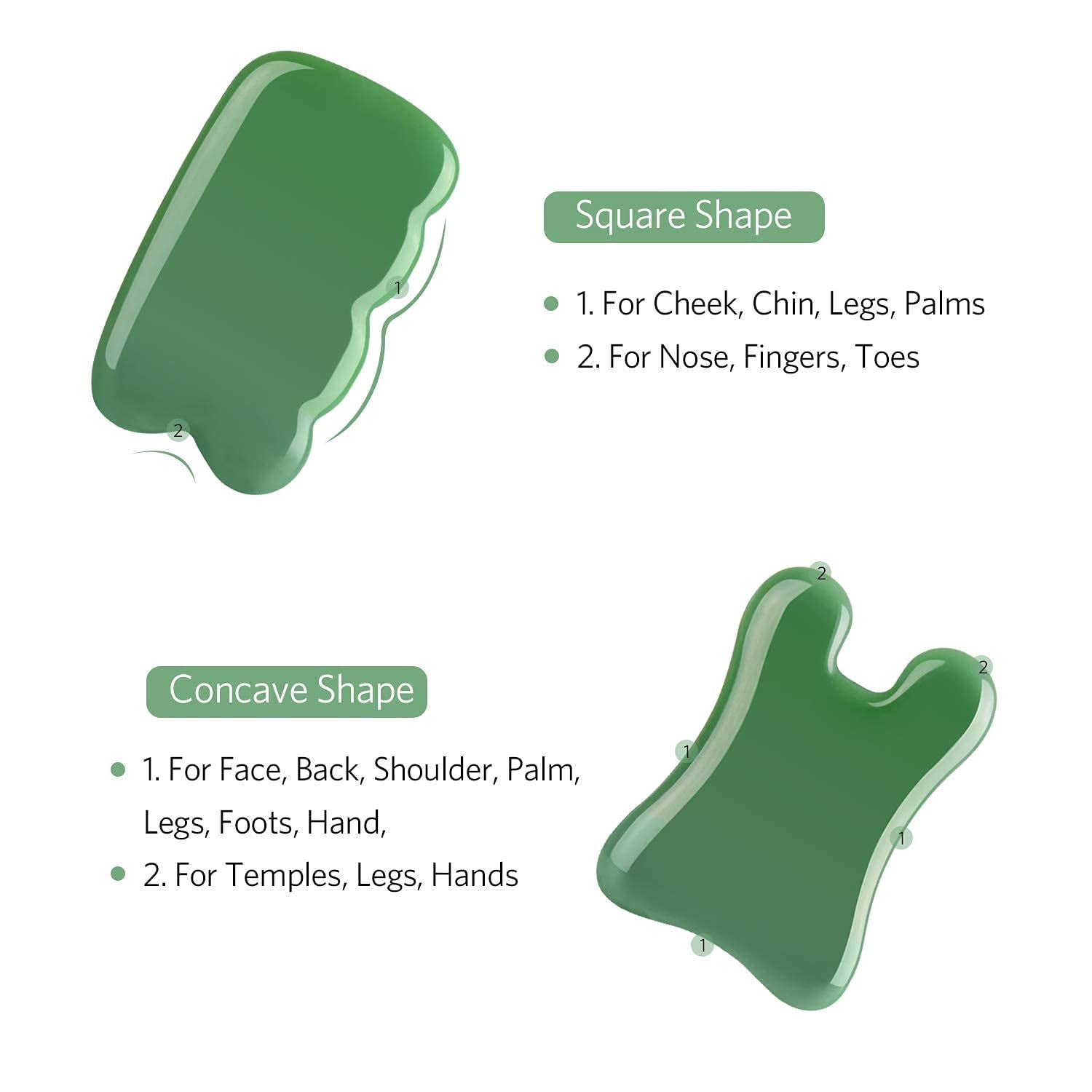 Gua Sha Facial Tools Set of 5 - Natural Jade Gua Sha Massage Broad for SPA Salon Acupuncture Skin Facial Care Treatment Therapy Trigger Point Treatment for Face, Emerald Health & Beauty > Personal Care > Cosmetics > Cosmetic Tools > Skin Care Tools SMIFACE   