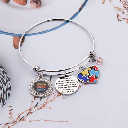 UJIMS Autism Teacher Quote Gifts SPED Teacher Bracelet Thank You for All Your Help Appreciation Jewelry for PPCD Teacher Educator Gift Apparel & Accessories > Jewelry > Bracelets UJIMS   