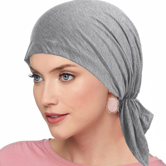 GORTIN Chemo Headwear Black Turban Headscarfs Cancer Slip on Headwear for Hair Loss Pre-Tied Sleep Beanie Headwraps for Women Apparel & Accessories > Clothing Accessories > Headwear GORTIN Grey  