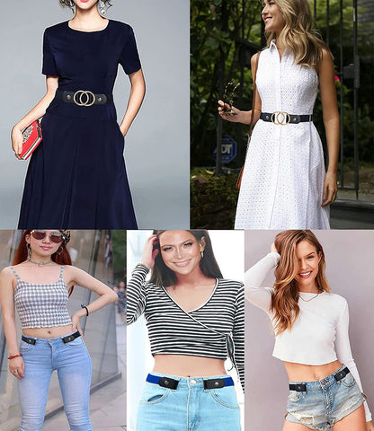 MSTOKIN No Buckle Stretch Belt Invisible Elastic Buckleless Belts for Jeans Double O Ring Belt for Waist Dress Pack of 4,2 Apparel & Accessories > Clothing Accessories > Belts MSTOKIN   