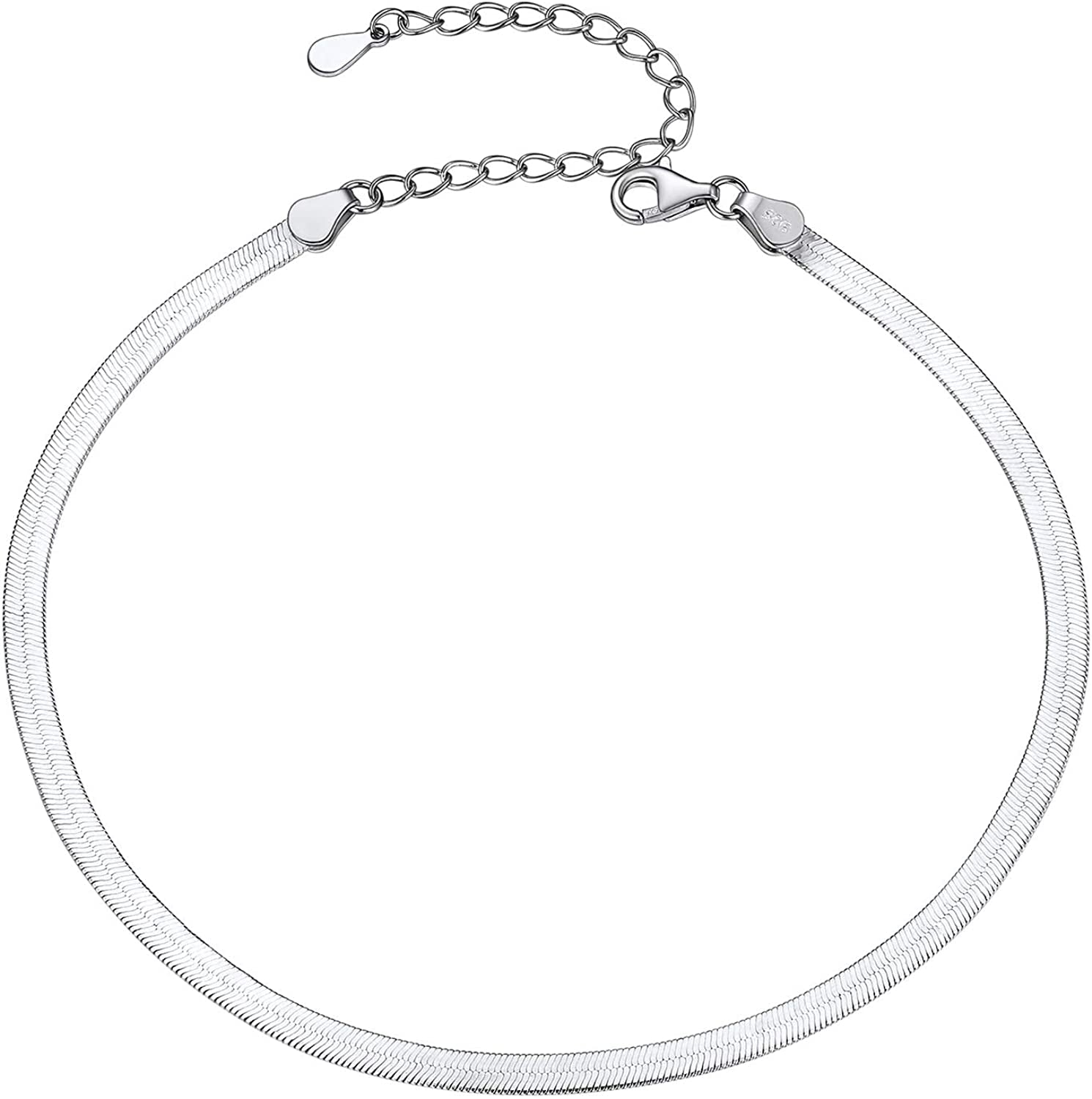 PROSTEEL Stainless Steel Chain Anklets for Men Women, Silver/Gold Tone, Ankle Bracelets Hypoallergenic, 8-10.5 Inch Adjustable, Come Gift Box Apparel & Accessories > Jewelry > Anklets Prosteel Jewelry H: 925 sterling silver-herringbone chain-3mm  