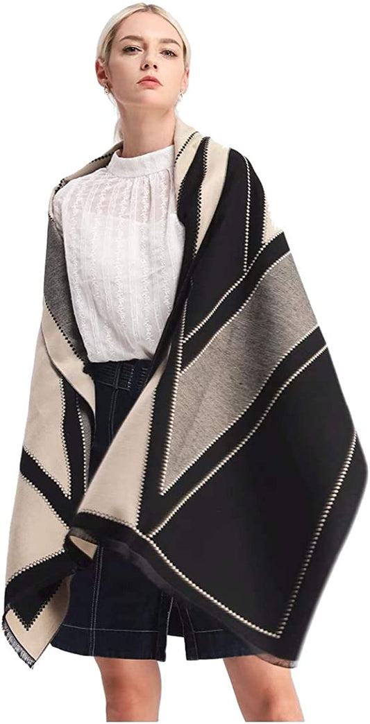 Jeelow Winter Pashmina Blanket Scarfs Shawls Wraps Open Front Poncho Cape for Women Wedding Evening Dresses Apparel & Accessories > Clothing Accessories > Scarves & Shawls Jeelow Abstract  