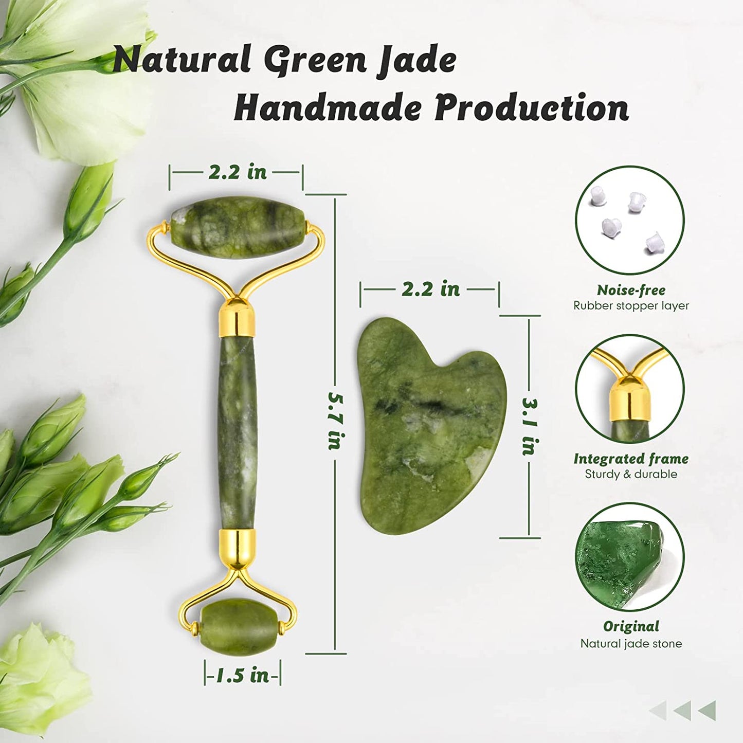 Jade Roller & Gua Sha Set, Face Roller, Cotify Anti-Aging Facial Roller, Natural Green Jade Beauty Massager Tool, Skin Care Tool for Face, Neck, Eye to Reduce Wrinkles and Relax Body Muscles Health & Beauty > Personal Care > Cosmetics > Cosmetic Tools > Skin Care Tools COTIFY   