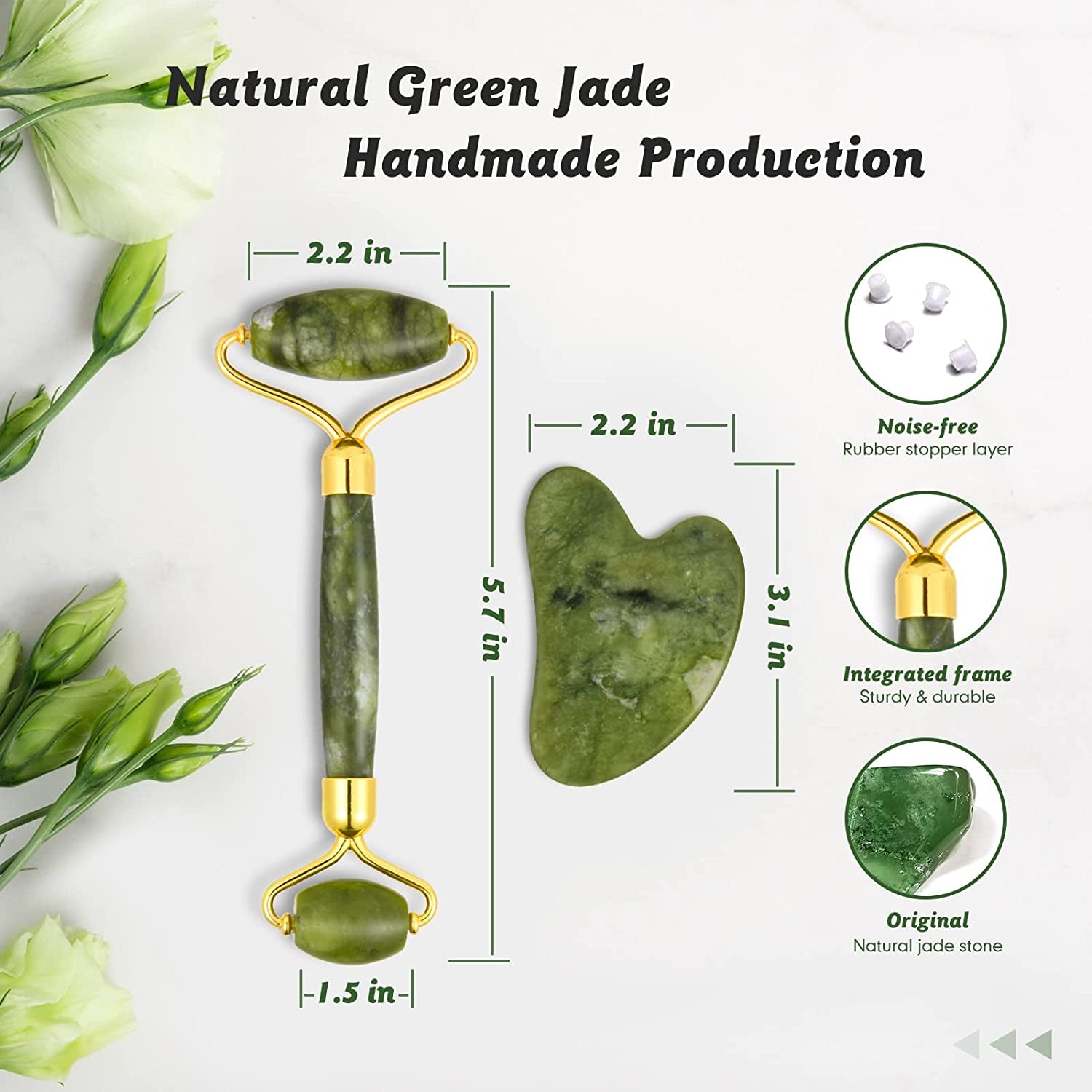 Jade Roller & Gua Sha Set, Face Roller, Cotify Anti-Aging Facial Roller, Natural Green Jade Beauty Massager Tool, Skin Care Tool for Face, Neck, Eye to Reduce Wrinkles and Relax Body Muscles Health & Beauty > Personal Care > Cosmetics > Cosmetic Tools > Skin Care Tools COTIFY   